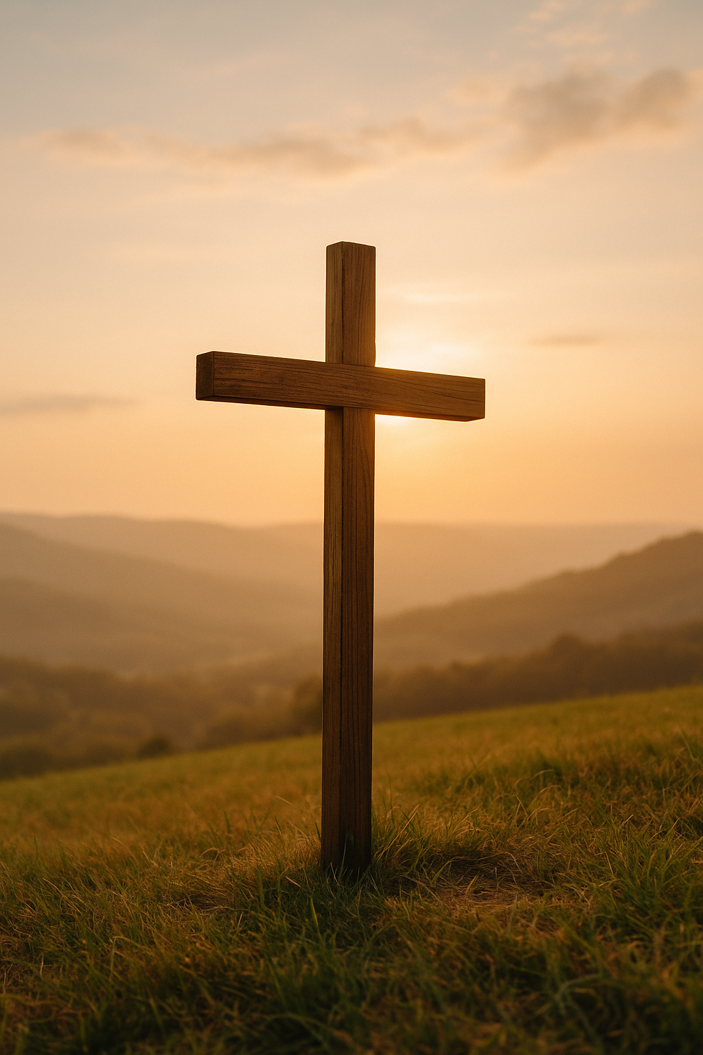 Wooden Cross at Sunset